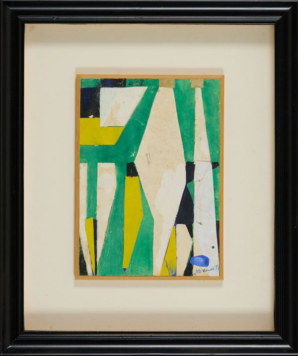 Jozef Jarema : Senza titolo  (1957)  - Tempera e collage su tavola - Asta Asta di Arte Moderna e Contemporanea - Fabiani Arte