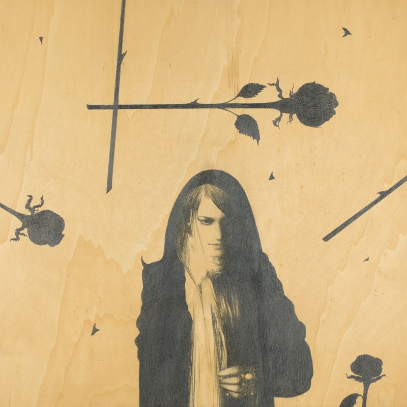 Omar Galliani - Soltanto rose, tecnica mista su tavola