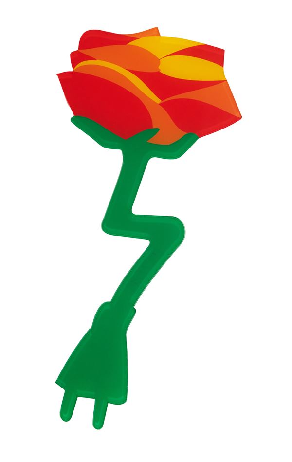 Marco Lodola : Rosa con spina  - Multiplo in perspex - Asta Asta di Arte Moderna e Contemporanea - Fabiani Arte