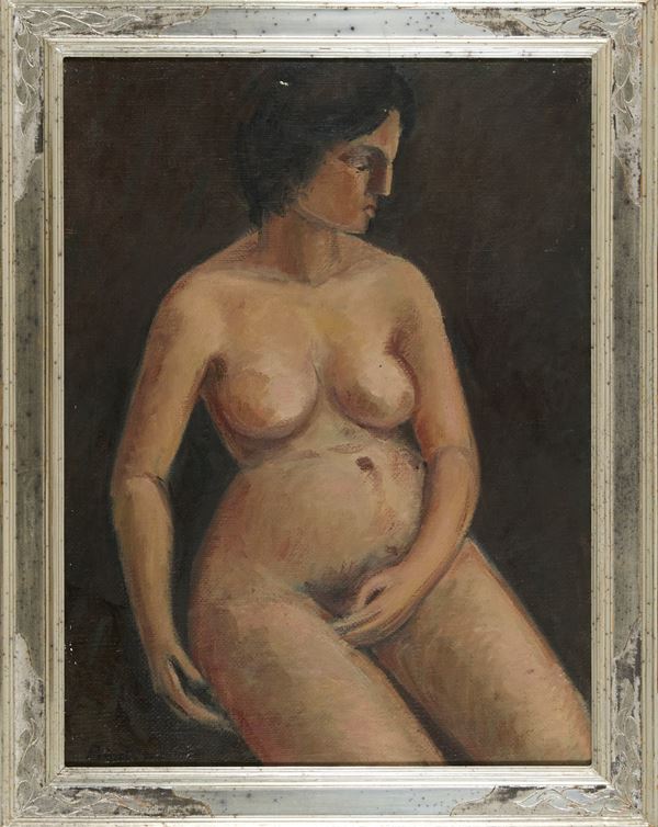 Lorenzo Piemonti : Nudo di donna  (1960)  - Olio su tela - Asta Asta di Arte Moderna e Contemporanea - Fabiani Arte