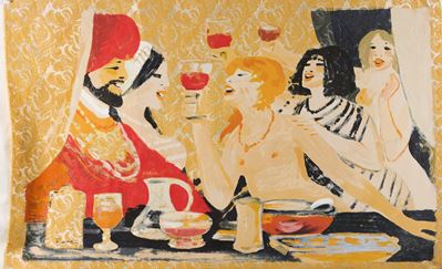 Brindisi - Serigrafia polimaterica d'Aprés su broccato
