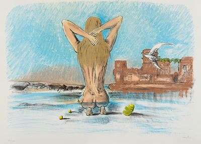 Figura di schiena, litografia su carta