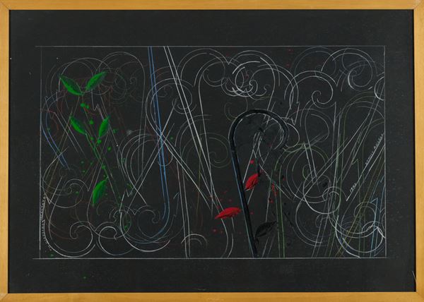 Franco Angeli : Il giardino incantato  (1983)  - Tecnica mista su carta - Asta Asta di Arte Moderna e Contemporanea - Fabiani Arte