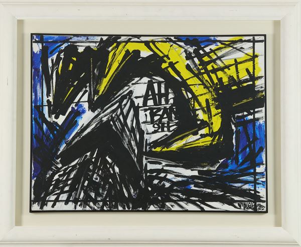 Vinicio Berti : Incontro-Scontro (Non oggi AH)  (1987)  - Tempera su tela - Asta Asta di Arte Moderna e Contemporanea - Fabiani Arte