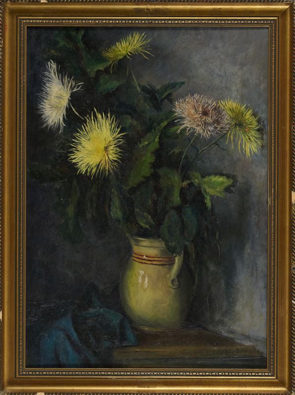 Pietro Gaudenzi : Vaso di fiori  - Olio su faesite - Asta Asta di Arte Moderna e Contemporanea - Fabiani Arte