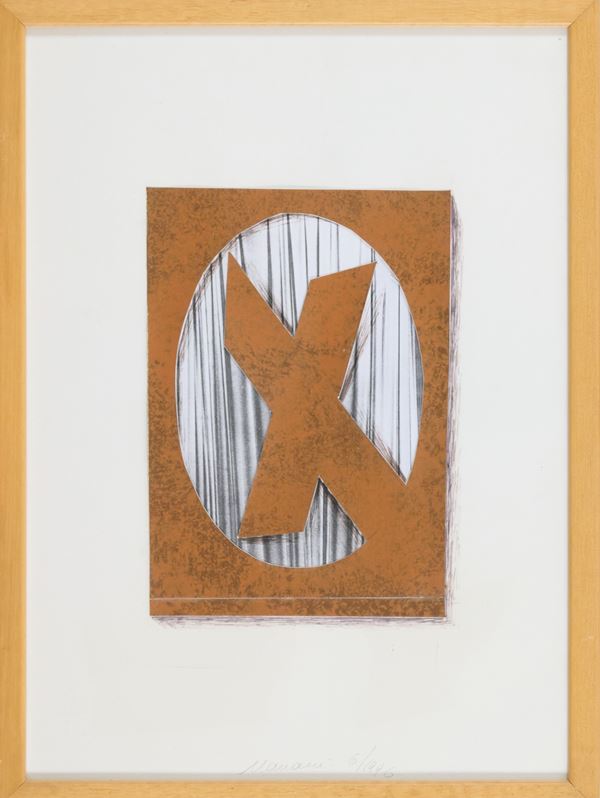 Umberto Mariani : Senza titolo  (1996)  - Tecnica mista e applicazioni su carta Fabriano - Asta Asta di Arte Moderna e Contemporanea - Fabiani Arte