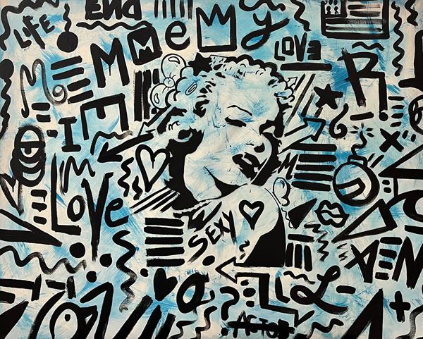 Skim : Marilyn King of Love  - Acrilico su tela - Asta Asta di Arte Moderna e Contemporanea - Fabiani Arte