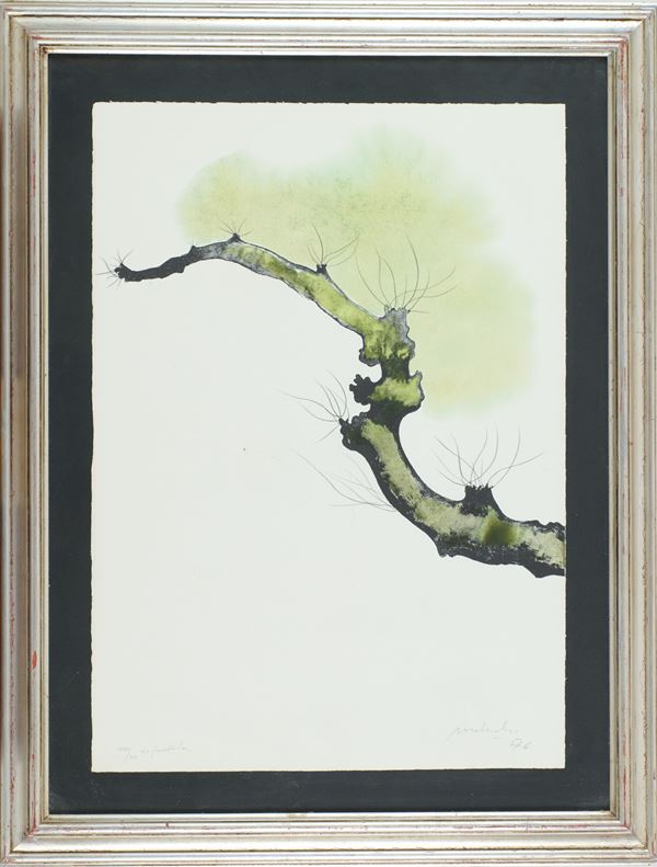 Carlo Mattioli : Gli alberi III  (1976)  - Litografia acquarellata a mano - Asta Asta di Arte Moderna e Contemporanea - Fabiani Arte