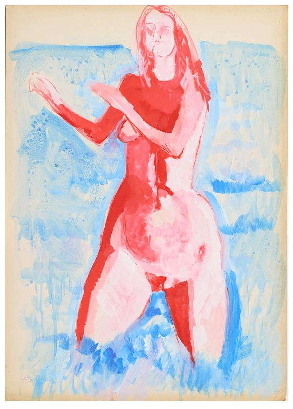 Flavio Bartolozzi : Nudo di donna  - Tempera su cartoncino - Asta Asta di Arte Moderna e Contemporanea - Fabiani Arte