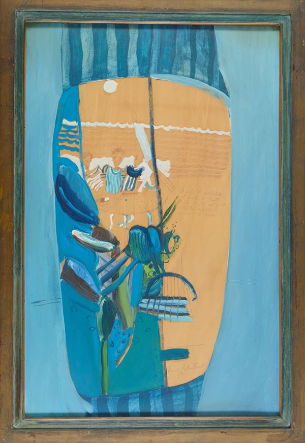 Valentino Sauro : Ricordo di un estate  (1972)  - Tecnica mista su tavola - Asta Asta di Arte Moderna e Contemporanea - Fabiani Arte