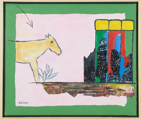 Giorgio Chiesi : Senza titolo  - Tecnica mista e collage su tela - Asta Asta di Arte Moderna e Contemporanea - Fabiani Arte