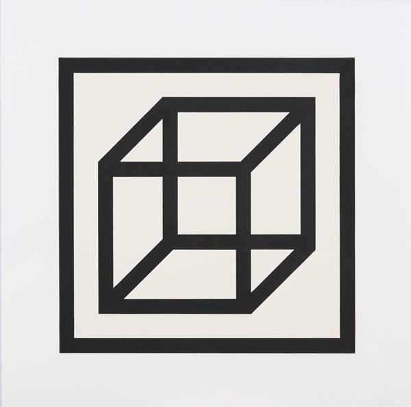 Sol Lewitt - Open cube in black on white