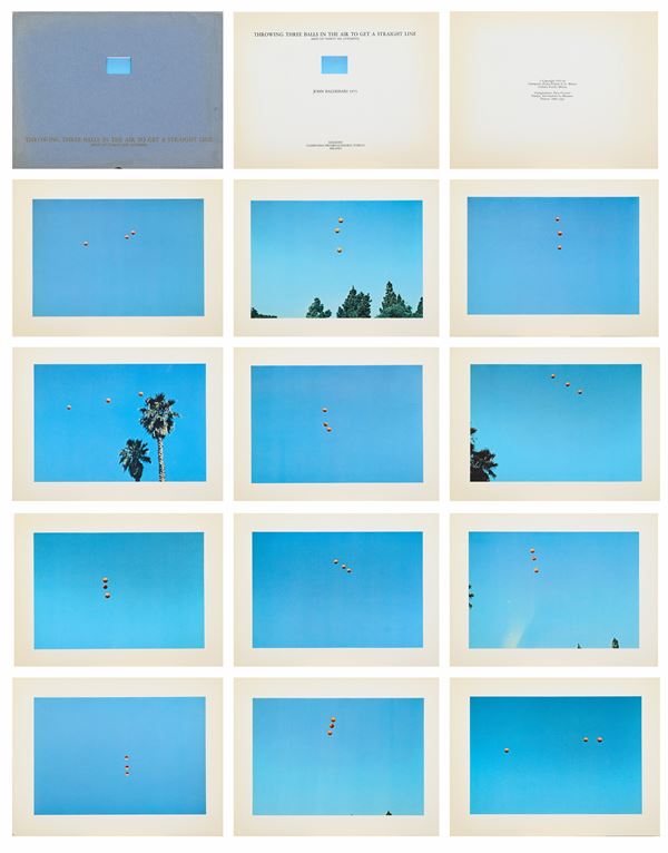 John Baldessari - Throwing three balls in the air to get a straight line (Best of thirty six attempts)