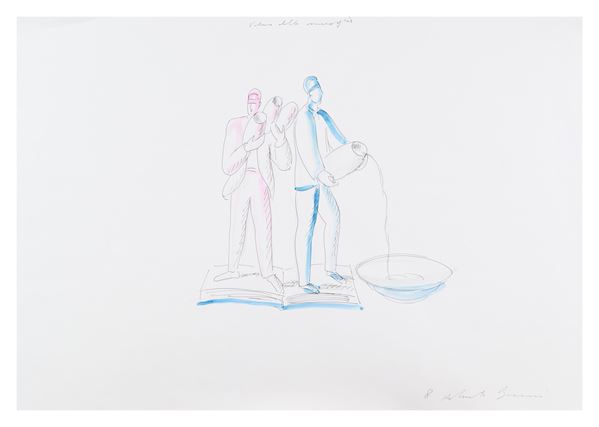 Roberto Barni : Valeria delle meraviglie (8)  - Tecnica mista su carta - Asta Asta di Arte Moderna e Contemporanea - Fabiani Arte