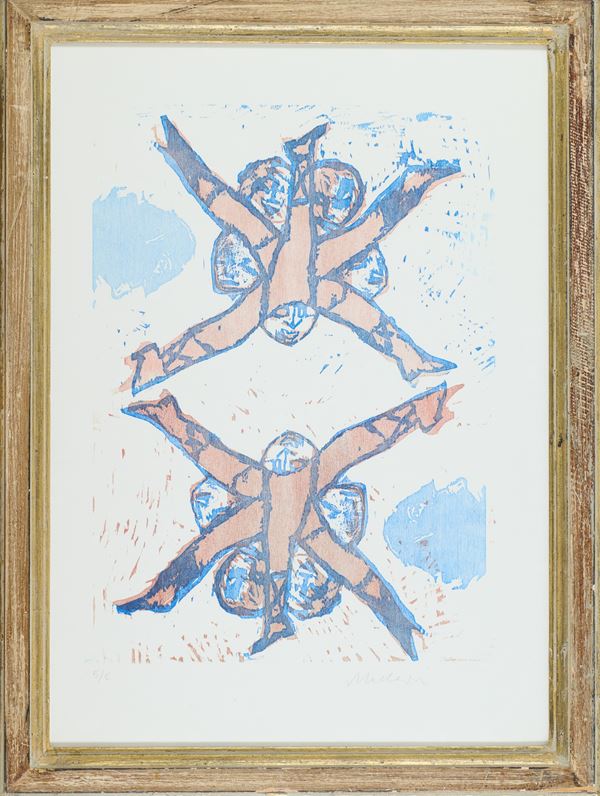 Mino Maccari : Senza titolo  - Linoleumgrafia di cm. 55x39 su carta di - Asta Asta di Arte Moderna e Contemporanea - Fabiani Arte