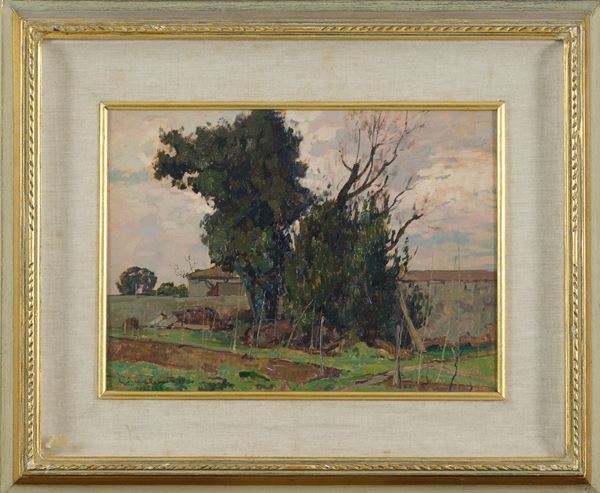 Gino Romiti : Paesaggio  - Olio su tavola - Asta Asta di Arte Moderna e Contemporanea - Fabiani Arte