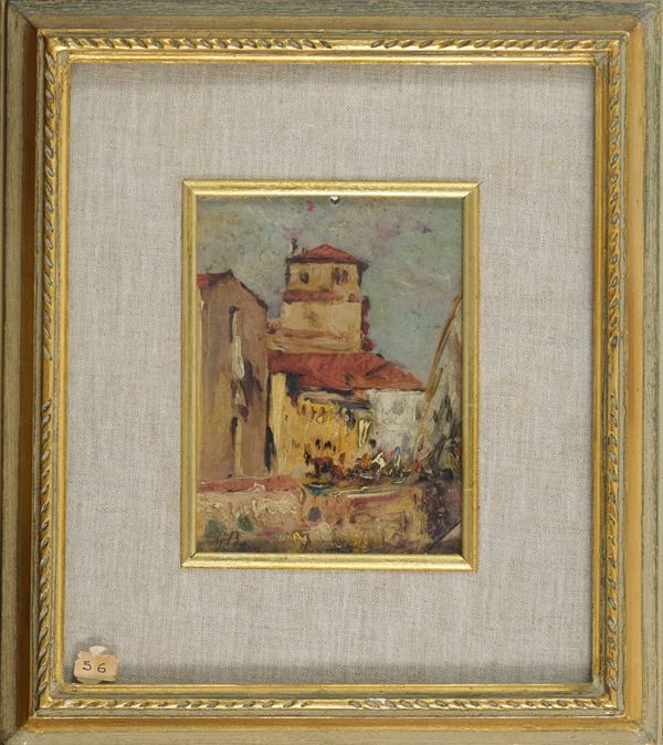 Anonimo : Casolari  - Olio su cartone - Asta Asta di Arte Moderna e Contemporanea - Fabiani Arte