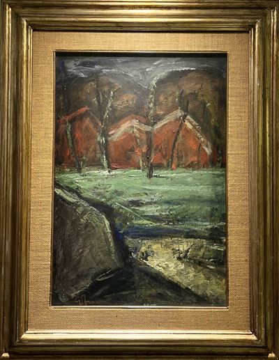 Paesaggio, olio su faesite
