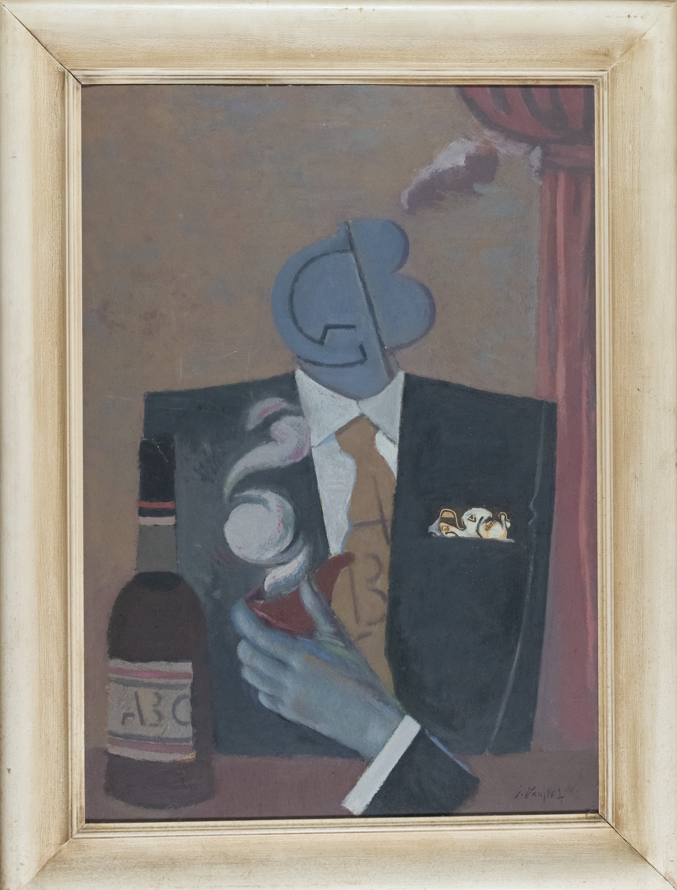 Giuseppe Manfredi - Gli eletti, olio e collage su cartone (1982)