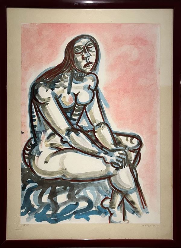 Giuseppe Migneco : Nudo di donna  - Litografia su carta - Asta Asta di Arte Moderna e Contemporanea - Fabiani Arte