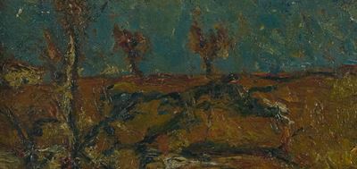 Paesaggio, olio su tavoletta