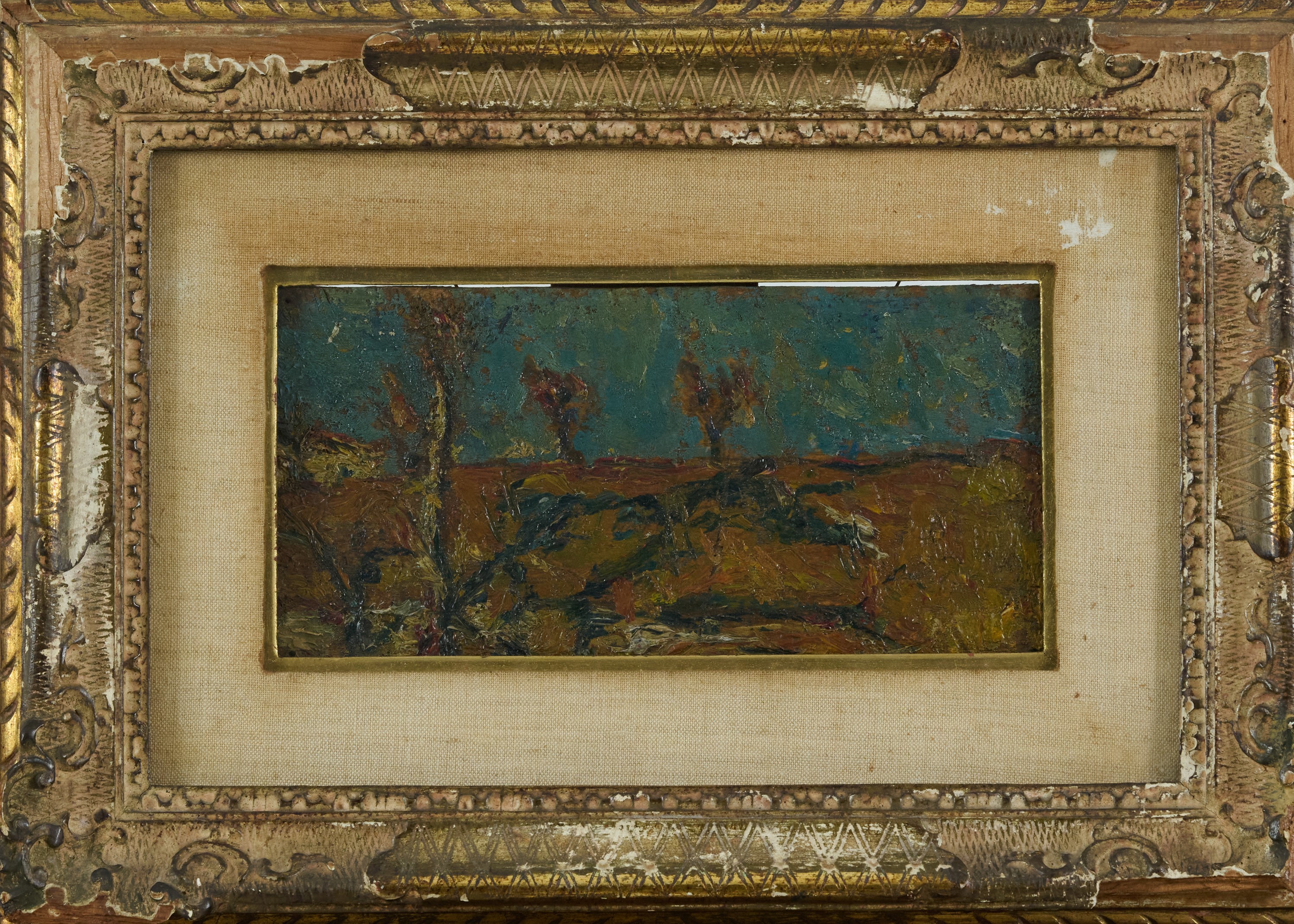 Arturo Tosi - Paesaggio, olio su tavoletta