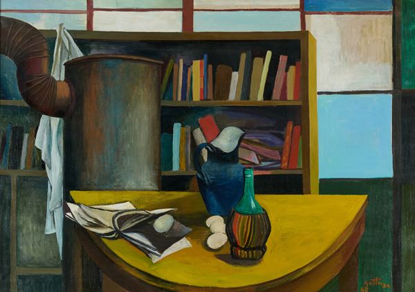 Renato Guttuso - Studio - interno con stufa