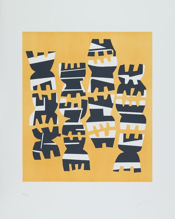 Giuseppe Capogrossi : Quarz 10  (1970)  - Litografia su carta - Asta Asta di Arte Moderna e Contemporanea - Fabiani Arte