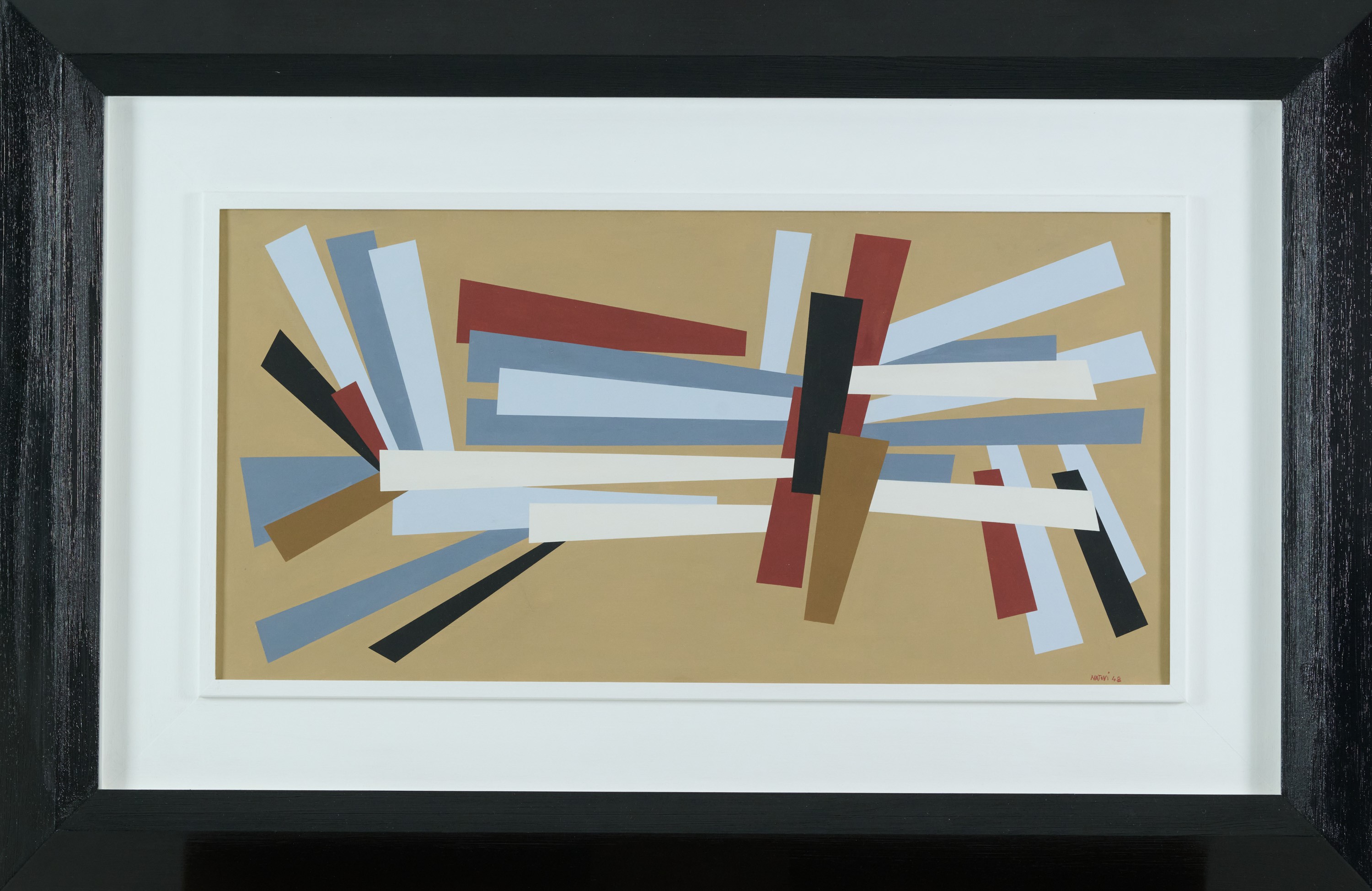 Gualtiero Nativi - Struttura dinamica nello spazio, tempera su cartone intelato (1948)