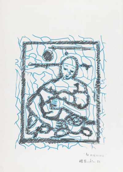 La mamma, tecnica mista su carta (1964)