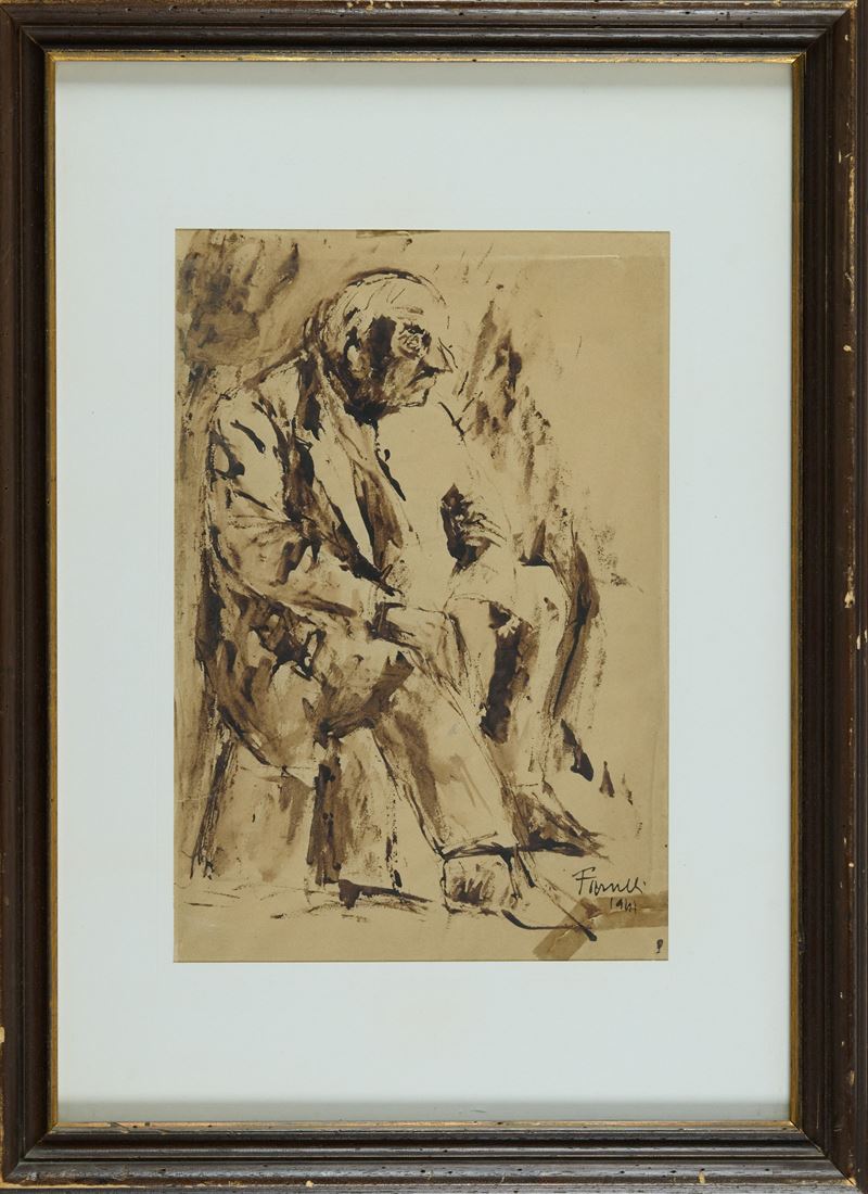 Fernando Farulli - Figura (1941), tecnica mista su carta