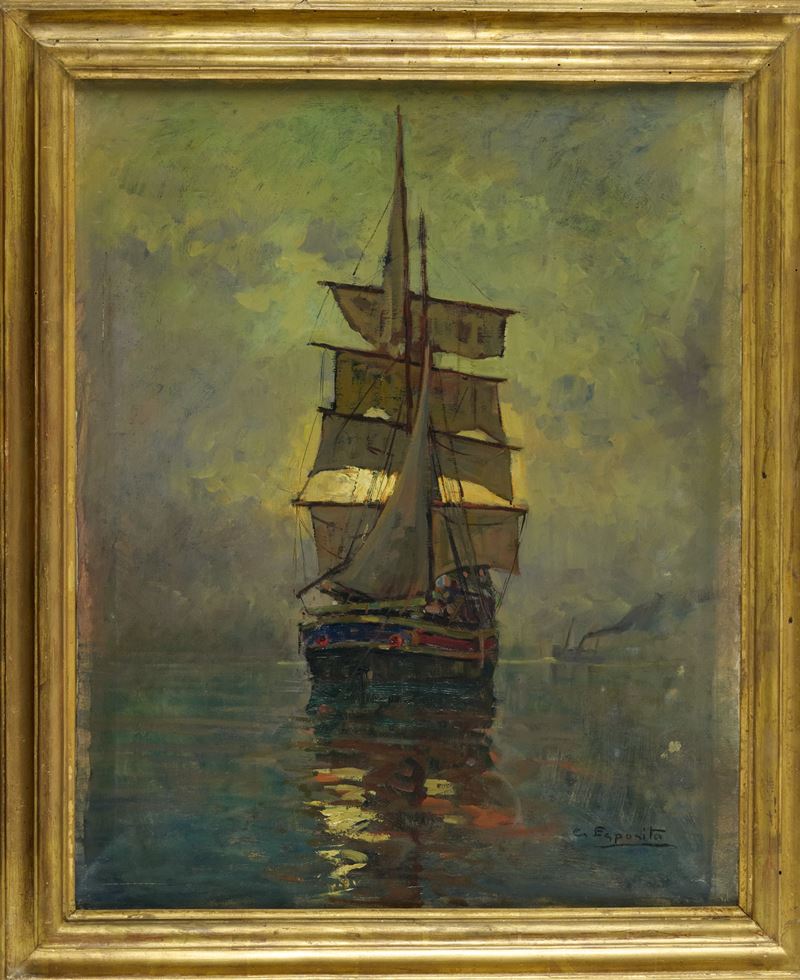 Gaetano Esposito - Veliero - olio su tela