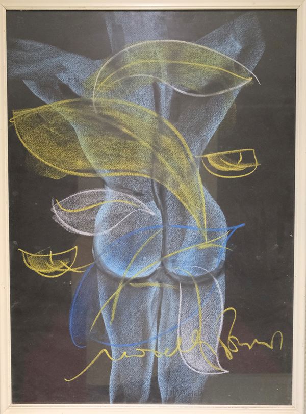 Novella Parigini : Nudo  - Gessetti su cartoncino - Asta Asta di Arte Moderna e Contemporanea - dipinti, disegni e multipli - Fabiani Arte