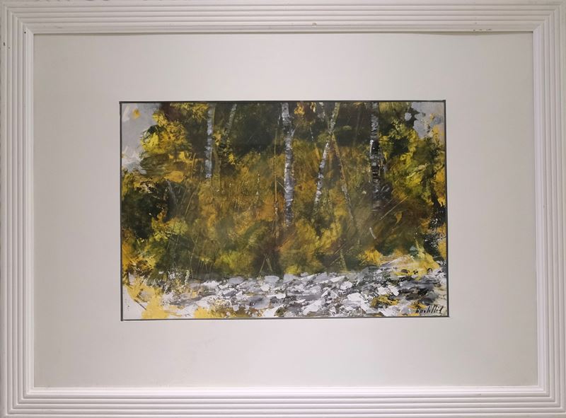 Beniamino Ciccotelli - Paesaggio, tecnica mista su cartoncino