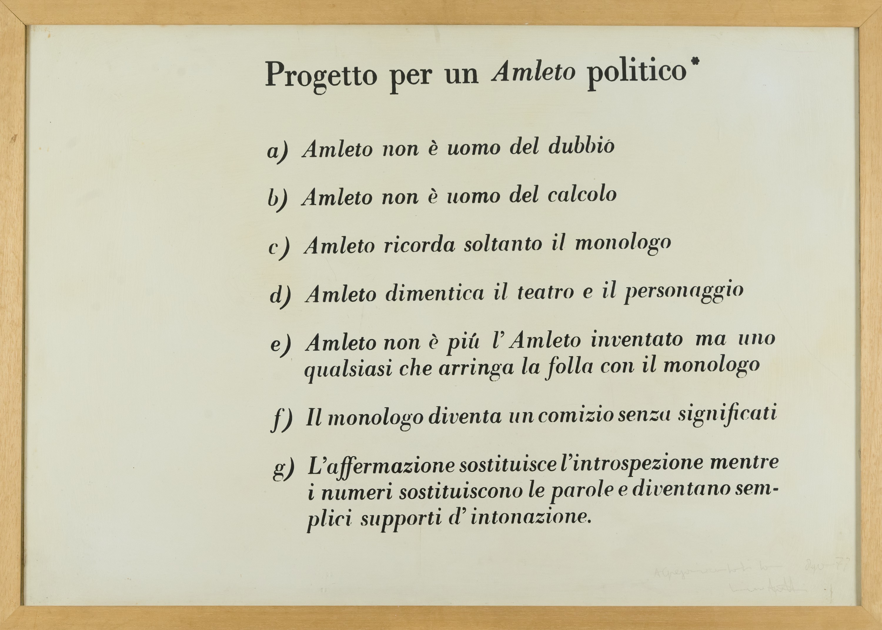 Progetto per un Amleto Politico - Statement