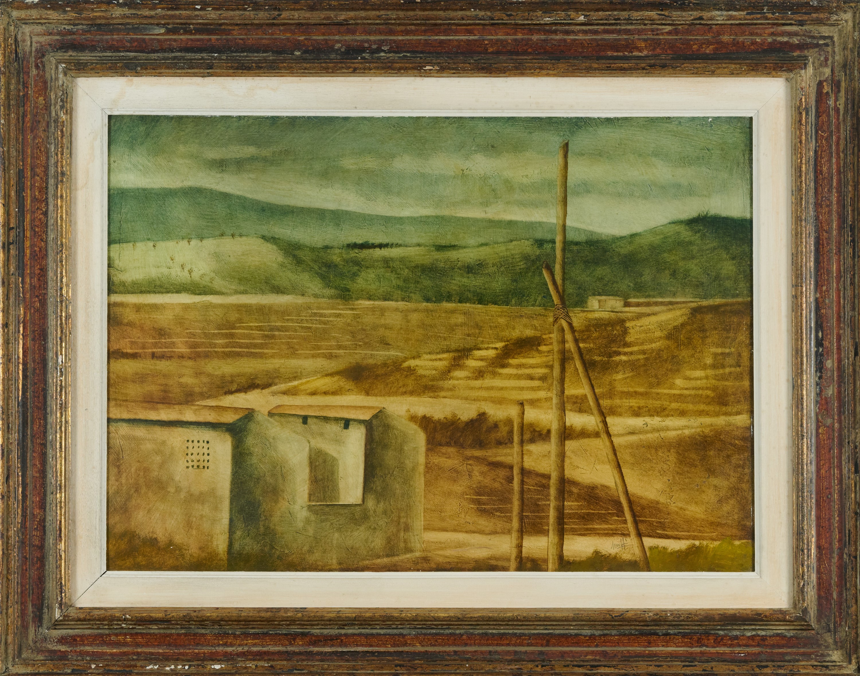 Marcello Scuffi - Paesaggio, olio su tavola, 1977