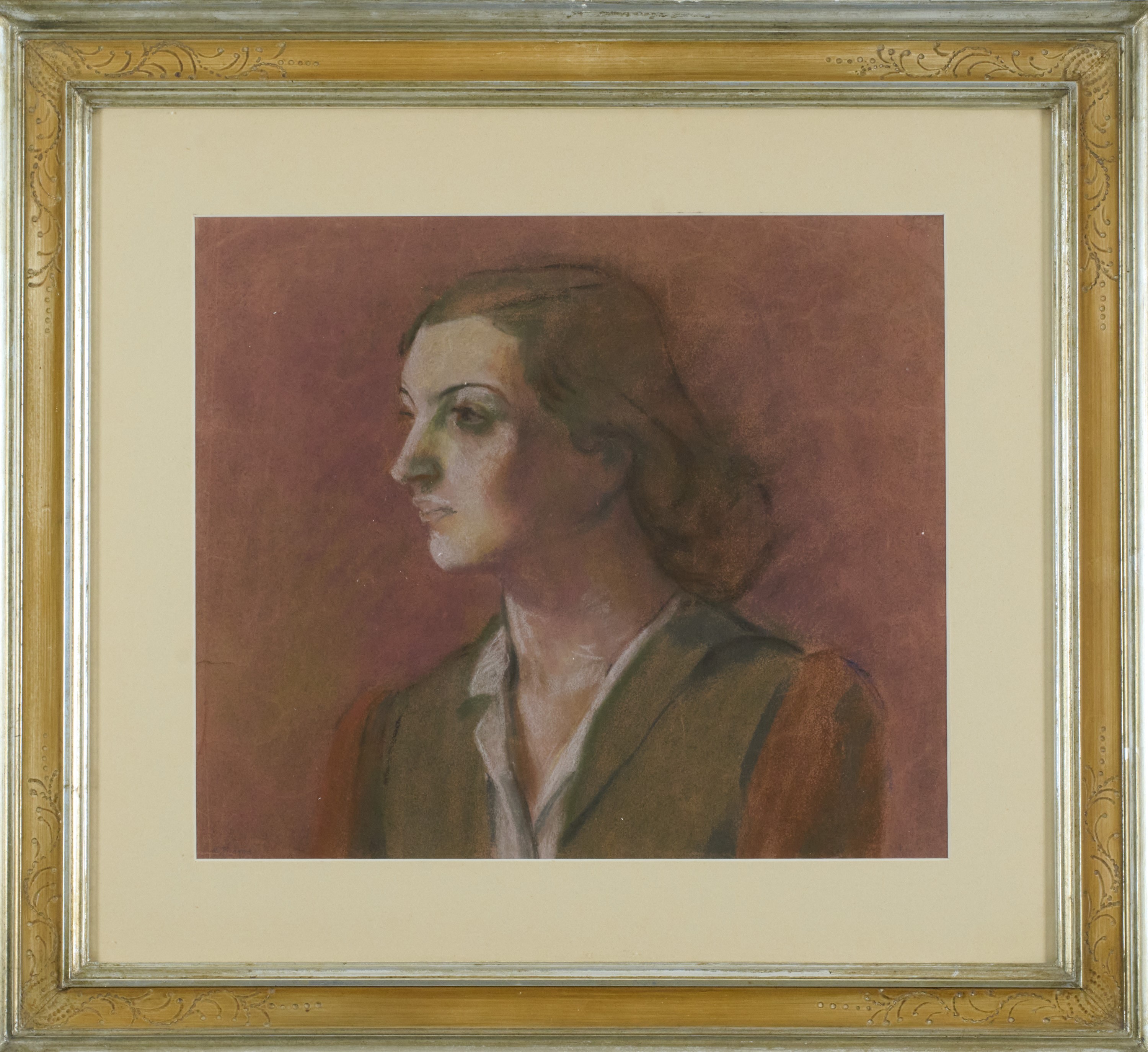 Mauro Reggiani - Testa di ragazza, tecnica mista su cartoncino, 1943