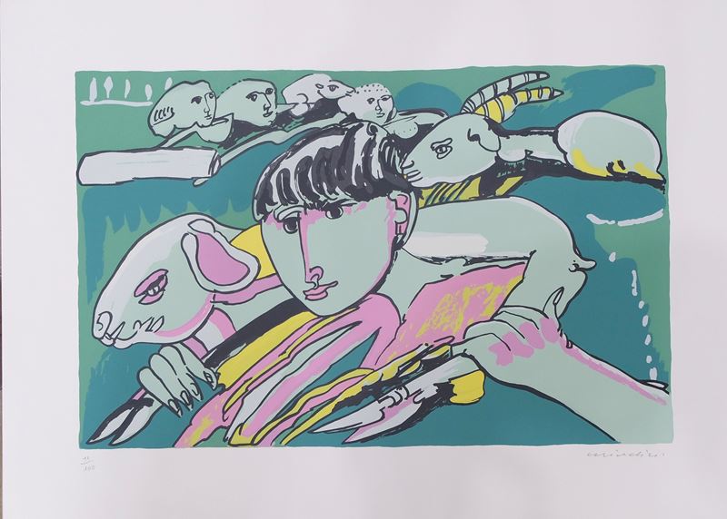 Remo Brindisi - Pastorale, serigrafia su carta