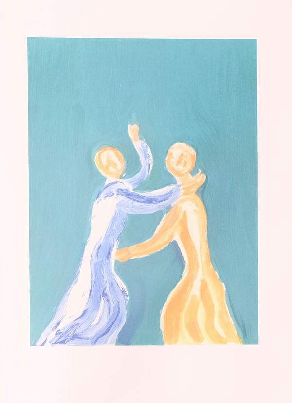 Virgilio Guidi : L'incontro  - Serigrafia su carta - Asta Asta di Arte Moderna e Contemporanea - dipinti, disegni e multipli - Fabiani Arte