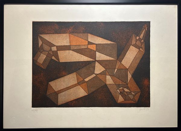 Achille Perilli : Rubestre  (1973)  - Acquaforte e acquatinta di cm. 32x43,5 - Asta Asta di Arte Moderna e Contemporanea - dipinti, disegni e multipli - Fabiani Arte