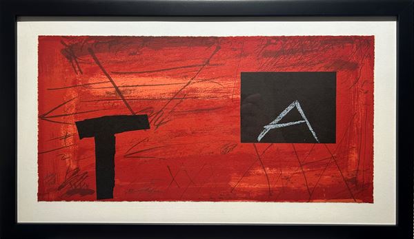 Antoni Tapies - Composizione su fondo rosso