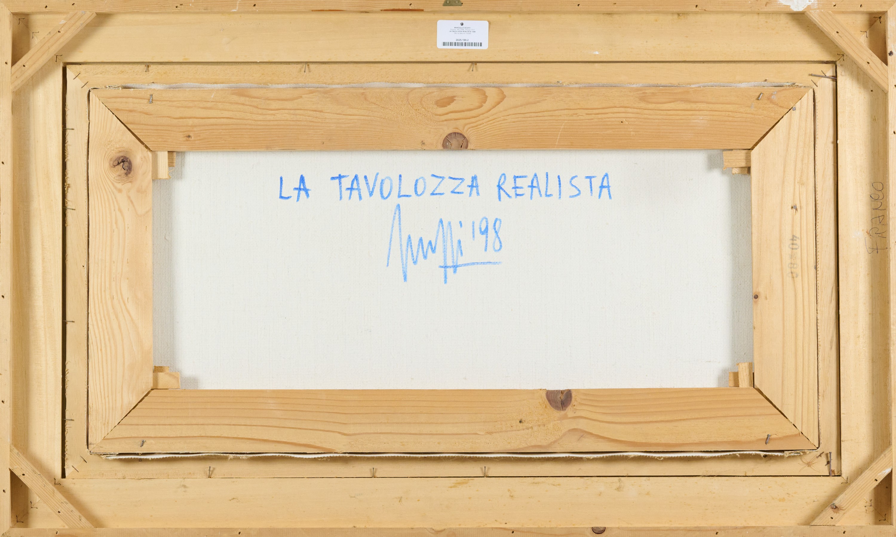Marcello Scuffi - La tavolozza realista, olio su tela, 1998, cm. 40x80