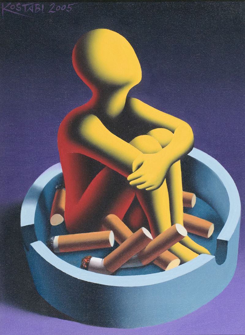 Mark Kostabi - Butt Boy, olio su tela