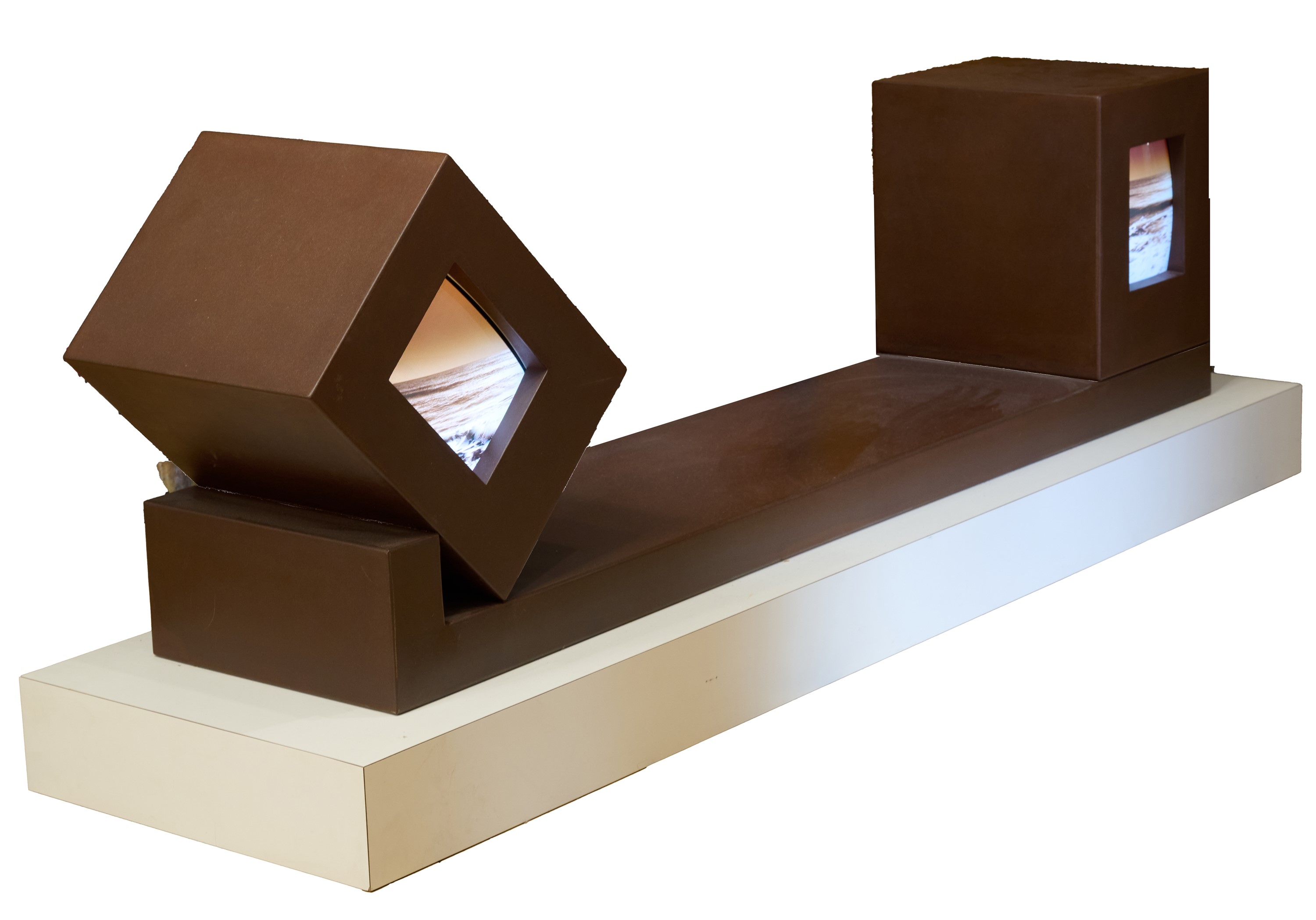 Fabrizio Plessi - Mare orizzontale (versione piccola) – videoinstallazione con scultura in ferro,...