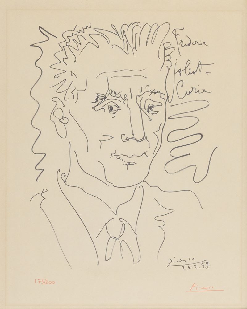 Pablo Picasso - Ritratto di Frederic Joliot Curie, Litografia