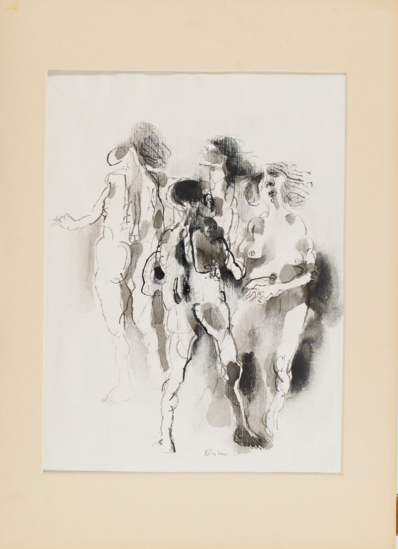Amedeo Renzini - Figure - Acquerello su carta, 1965