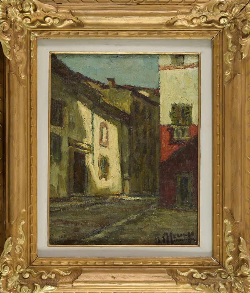 Giovan Franceso Gonzaga - Vecchia Milano, olio su tela, cm 37x29,5