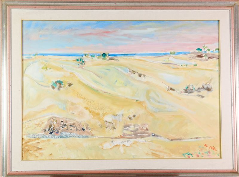 Alfredo Fabbri - Spiaggia maremmana, olio su tela