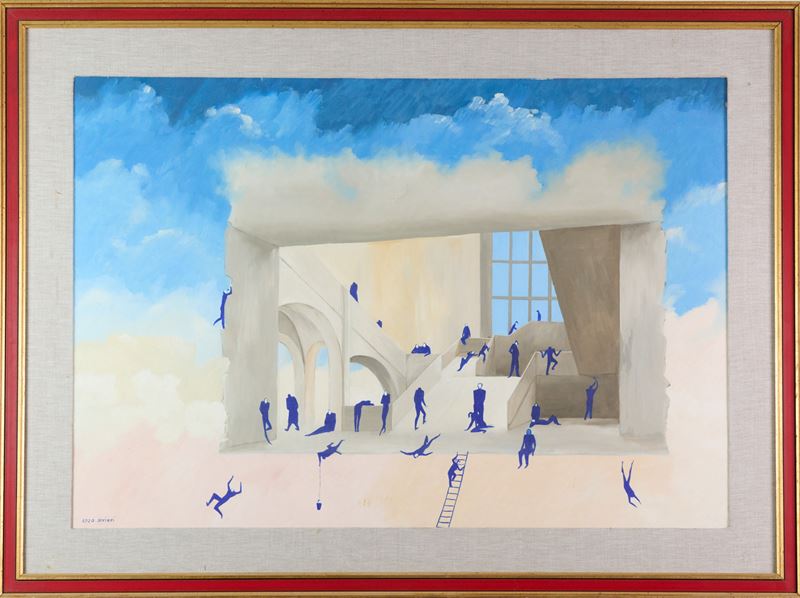 Enzo Sivieri - Progetto per un PaPazzo, olio su tela, 1972