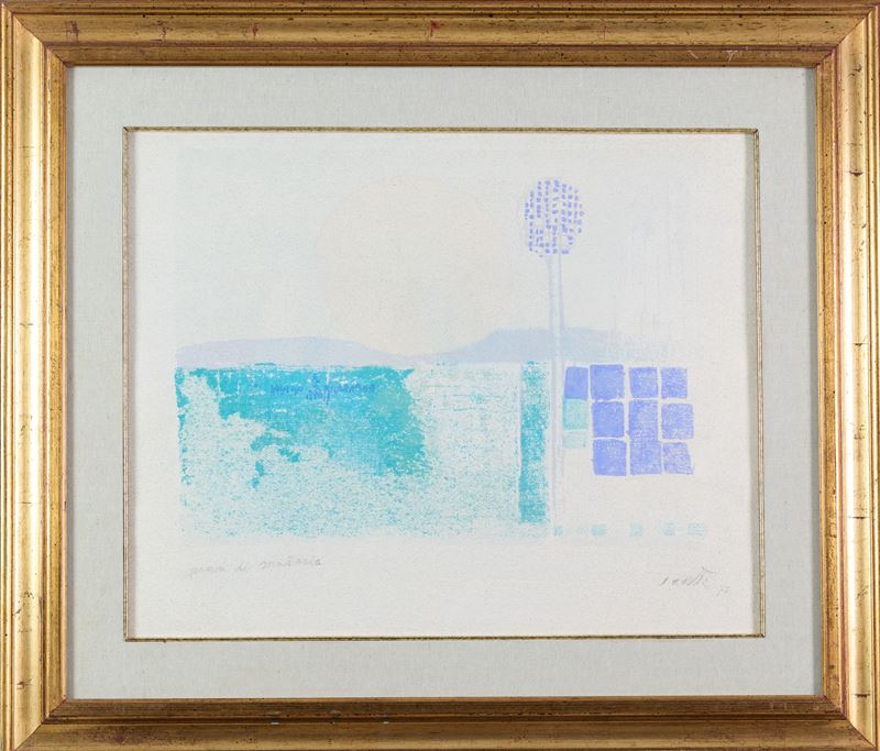 Bruno Saetti - Senza titolo, serigrafia ritoccata a mano, 1977